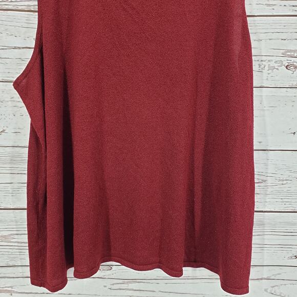 Catherines Women's Burgundy Metallic Knit Tank Top Size 5X - Picture 3 of 14